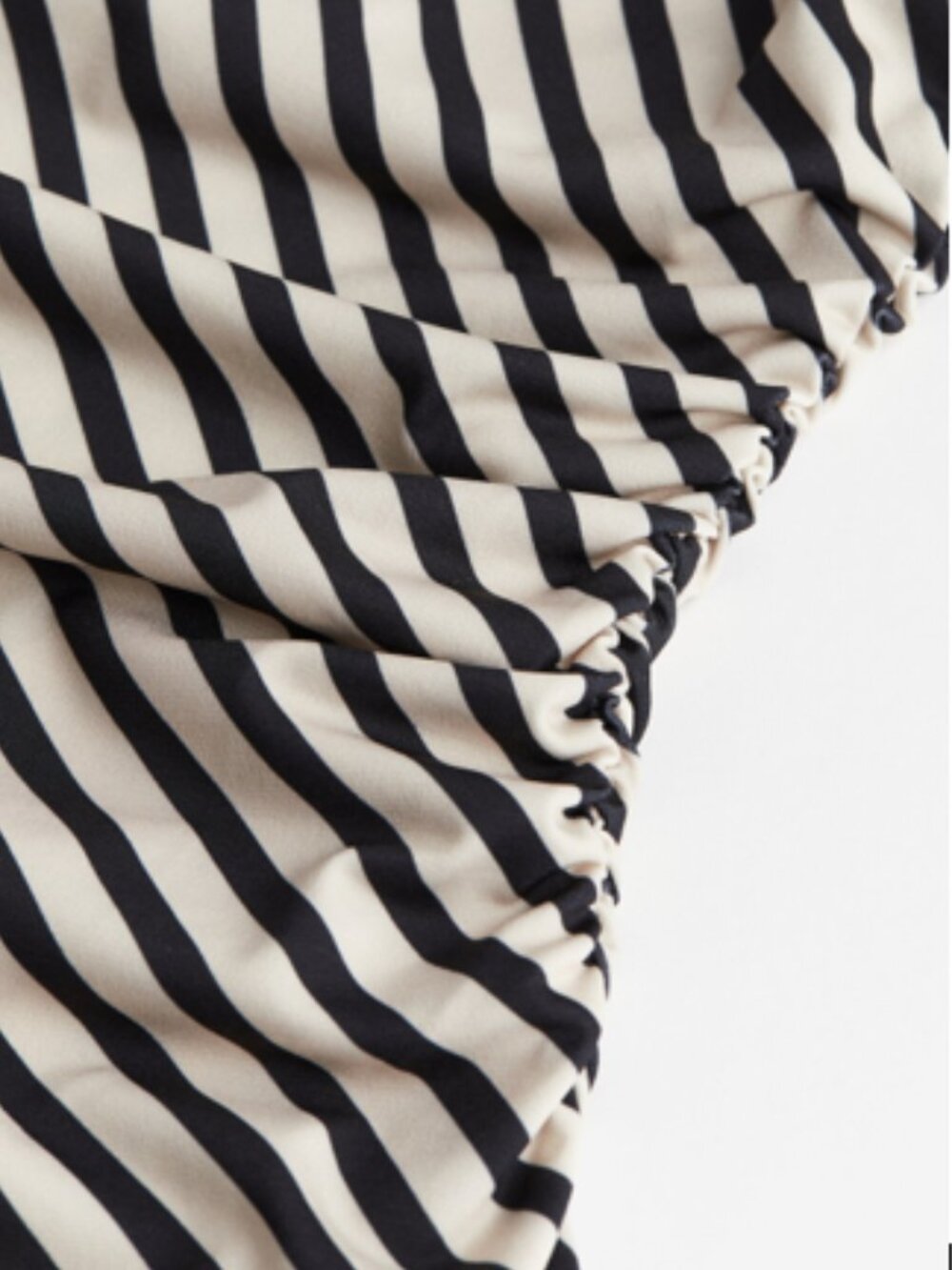 H&M Striped Gathered Bodycon Dress - Light Beige and Black Stripes - Picture 3 of 11
